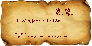 Mikolajcsik Milán névjegykártya